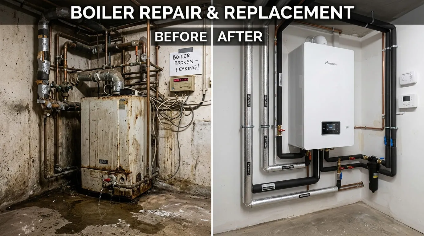 Boiler Repair & Replacement Before and After - Bear Wood Plumbing Lakewood CO