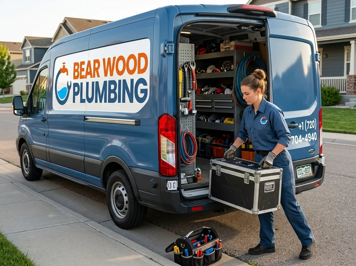 Fully equipped Bear Wood Plumbing service van ready for emergency plumbing dispatch across Lakewood CO