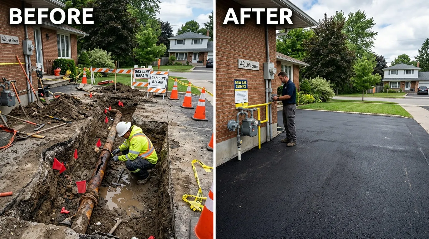 Gas line repair and replacement before and after in Lakewood CO