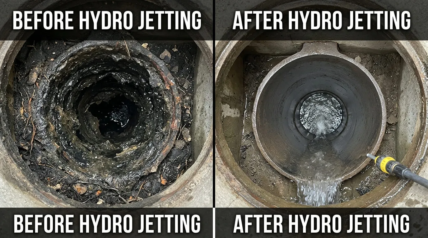Hydro Jetting Service Before and After - Bear Wood Plumbing Lakewood CO
