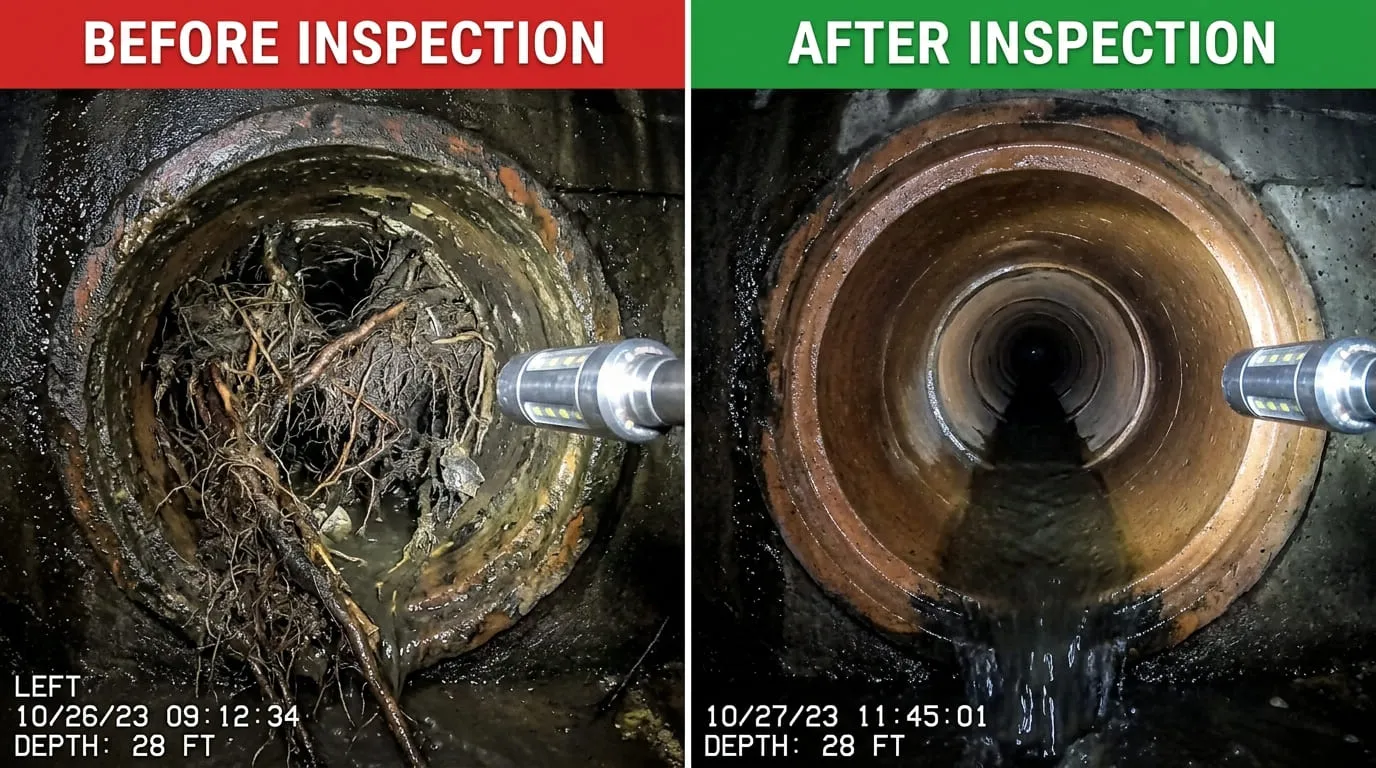 Sewer Camera Inspection Before and After — Bear Wood Plumbing Lakewood CO