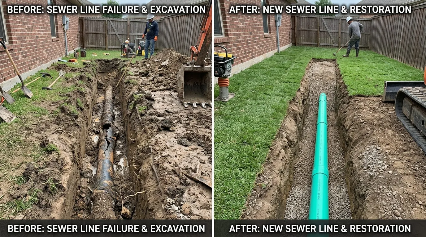 Sewer Line Repair Before and After - Bear Wood Plumbing Lakewood CO
