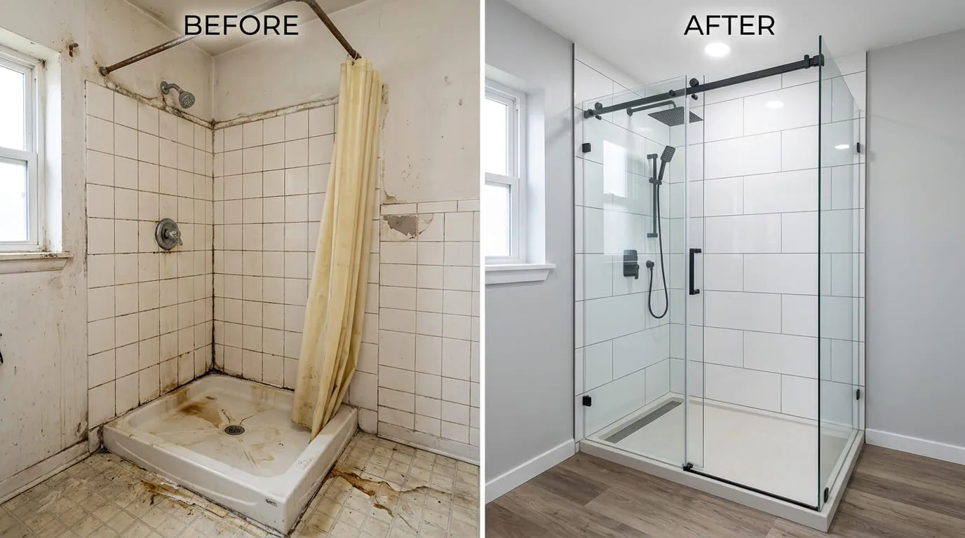 Shower Repair and Replacement Before and After — Bear Wood Plumbing Lakewood CO