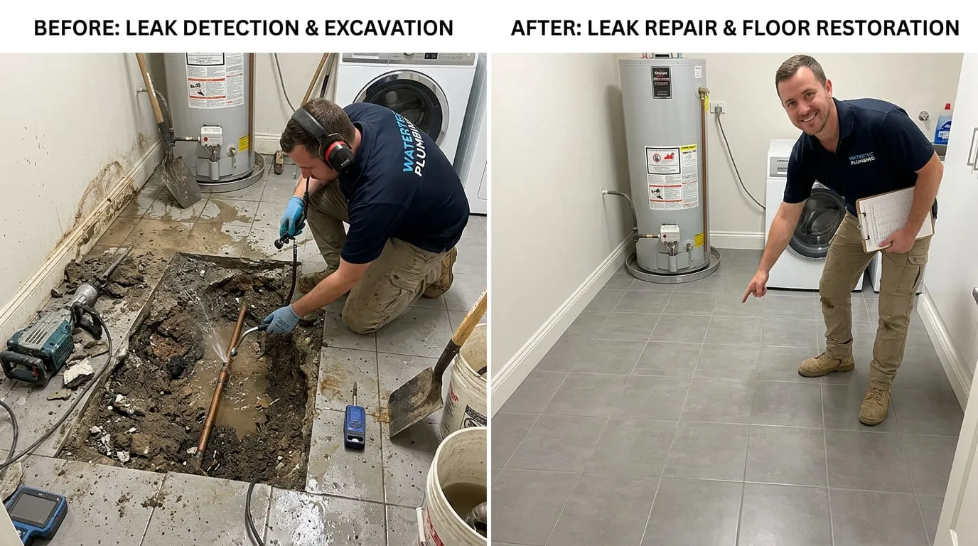 Slab Leak Repair Before and After — Bear Wood Plumbing Lakewood CO