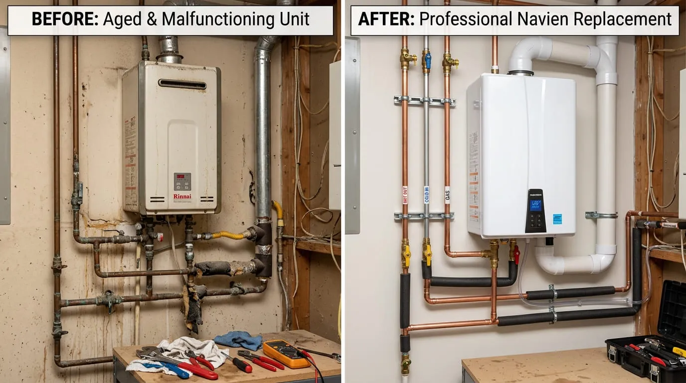 Tankless Water Heater Replacement Before and After — Bear Wood Plumbing Lakewood CO