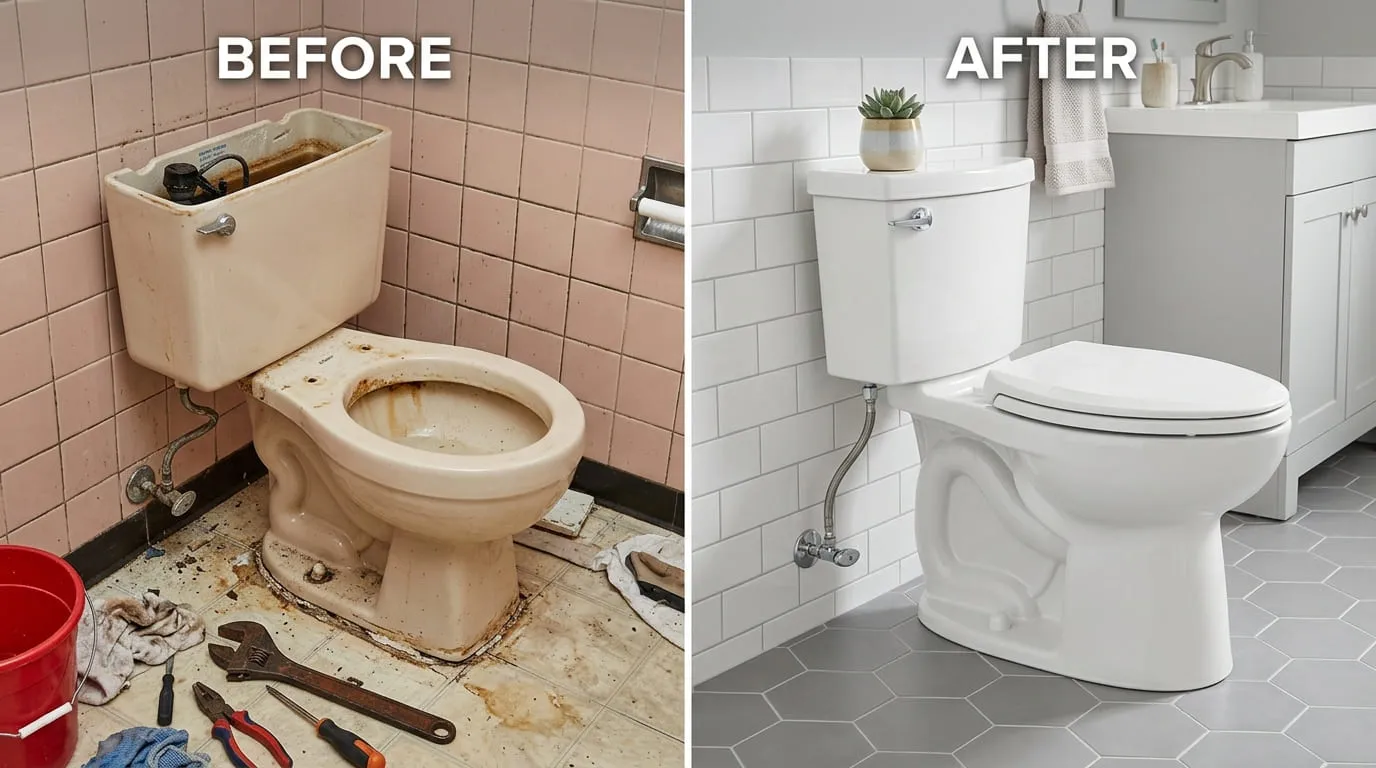 Toilet Repair and Replacement Before and After — Bear Wood Plumbing Lakewood CO