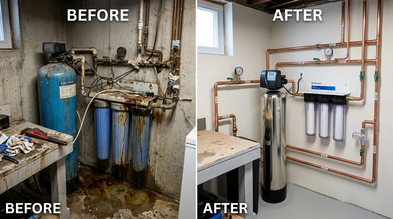 Water Filtration System Replacement Before and After — Bear Wood Plumbing Lakewood CO